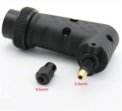 Real Deal Right Angle Adapter For Rotary Tools And Dremel Grinders Perfect For Cranking Into Stubborn Corners solid attachment with metal fittings.