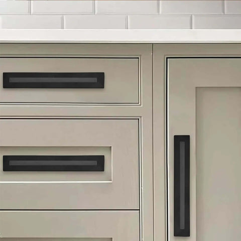 Rock Solid Matte Black Cabinet Pulls With Backplate And Base Plate 3 Inch Center Heavy Duty Drawer Handles For Quick Cabinet Refit No Sweat Installation 5 Pack on modern kitchen cabinets.