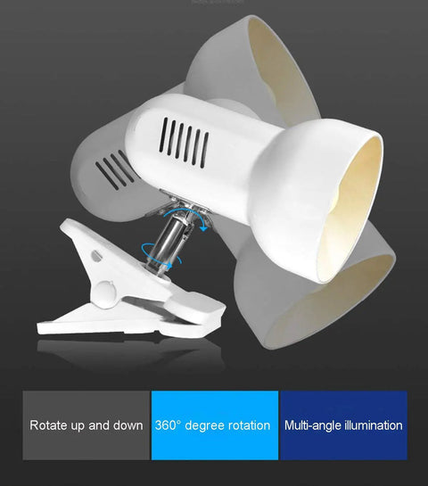 Clip On LED Desk Lamp With 5W Power, 360 Degree Rotatable Head, Ultra Bright Work Bench Light with clip and adjustable angles.