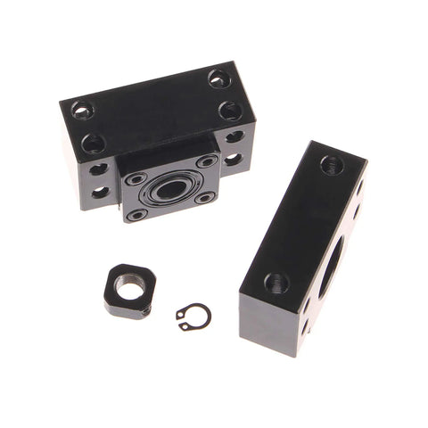Black BK10 BF10 Ballscrew End Supports Set - Heavy-Duty Ballscrew Bearing Block Bracket For SFU1204 And CNC Router, High Precision, Rigid, Sealed And Greased, Smooth Rotation And Easy Mounting, black aluminum support set