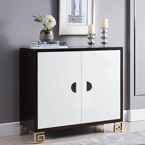 White cabinet with Four Pack Half Moon Cabinet Pulls 2.5 Inch Semicircle Drawer Handles installed, featuring minimalist decor.