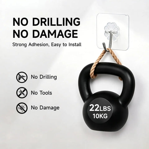 16 Pack Invisible Adhesive Hooks Heavy Duty 22 Pounds Crystal Clear Wall Mount No Drill Stick On Holders Rock Solid And Zero Hassle For Bathroom Kitchen And Home Organization
