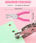 Two Hole Punch Set With Quarter Inch And Eighth Inch Holes, Pink Soft Grip Punch, home office school crafts, pink handle, paper punch
