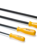 Heavy Duty Pry Bar Set With 8 Inch, 12 Inch, 18 Inch, And 24 Inch Bars For Maximum Leverage And Lifting, angled tips, hi-viz handles