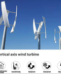 Vertical axis wind turbines against blue sky, unrelated image to 13000W Wind Turbine Kit With MPPT Controller For 12V 24V Systems.