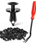 Nylon Bumper Rivet Clips Set, 100 Pieces For 8mm Holes, Replaces GM 21030249, Ford N807389S, Chrysler 6503598 with fastener remover