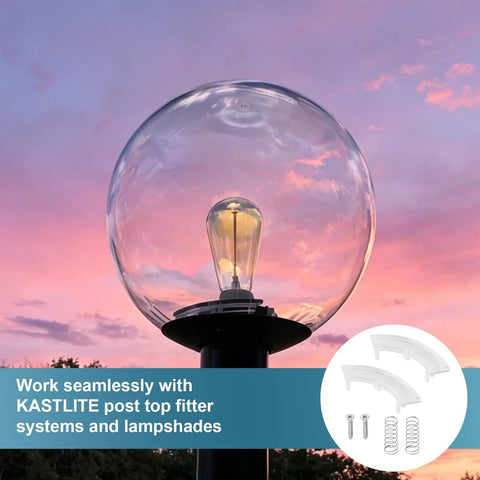 Upgrade Your Outdoor Lighting Game With This Durable Post Top Fitter Hardware Kit Featuring Secure Wing Clip Design For Easy Fixture Attachment And Replacement Springs Included. Clear wing clamp kit with screws and springs for outdoor lamp post repair