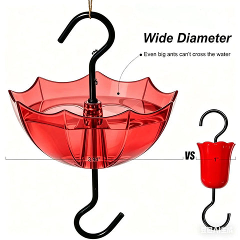 Ant Moat For Hummingbird And Oriole Feeders, 5 Oz Cup, 4 Pack, Clear Water Cup With Red Umbrella Design, Hanging Ant Guard