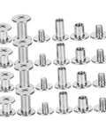 Carbon Steel Binding Screws And Scrapbook Post Fasteners For Photo Albums And Documents Silver Finish displayed in various sizes.