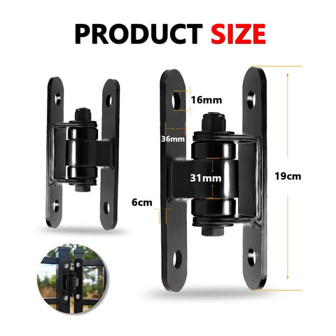 2 Pack Beefy Heavy Duty Outdoor Gate Hinges With Sealed Bearings Bolt On Design For Large Heavy Driveway Gates Adjustable Yoke Pivot For A Perfect Fit Supports Up To 1100 Lbs Type C, 19cm hinge