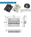 Ball Bearing Door Hinges Heavy Duty 2 Pack With Free Stop Positioning, showing dimensions, black and silver hinges, 45x35mm