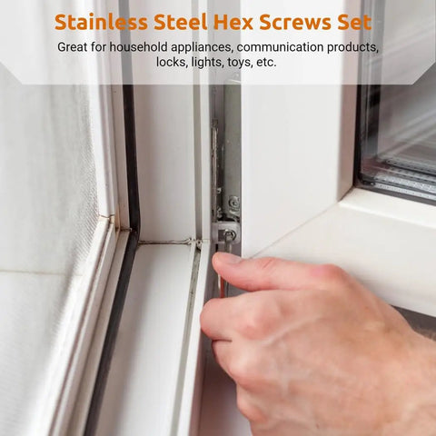 Solid 304 Grade Stainless Steel 1230 Piece Hardware Toolbox Kit Featuring Hex Socket Screws Nuts Bolts Washers With Allen Keys For Heavy Duty Home Decor Furniture Build Plumbing Repairs Total Badass Gear For Any Tough DIY Job. Stainless steel hex screw set for window frame repair