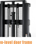 Top Tier Apollo Semi Electric Stacker Pallet Jack With 3300 Lb Capacity And 98 Inch Lift Height close-up of two-level door frame detail.