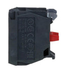 Side view of Harmony XB4 Single Contact Block For Industrial Machines And Control Panels 1NC Screw Clamp Terminal in black casing