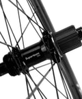 Close-up of rear hub on 45mm Carbon Tubeless Wheelset For Disc Brake Road Bikes With 25mm Inner Width No Paint Finish.