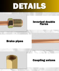 3 By 16 Inch Flexible Rear Brake Line Kit details showing inverted double flares, brake pipes, and coupling unions.
