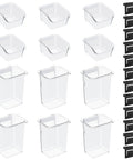 12 Pack Slatwall Storage Organizer Set With 6 Slatwall Boxes And 6 Cups, Transparent Containers With Metal Hooks