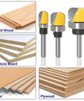 Three Piece 1/4 Inch Shank Bowl And Tray Template Router Bit Set With Ball Bearing For Dish Carving And Woodworking on various woods