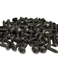 Tough As Nails M6 Rack Screws 100 Pack USA Made Black Oxide Finish With Wax Finished Hardened Steel Phillips Truss Head piled together