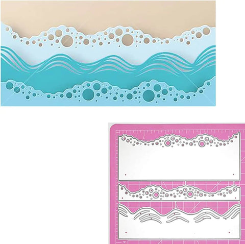 Beach Wave Metal Cutting Dies Set For Scrapbooking And Card Making, Summer Stencil And Embossing Templates, ocean themed craft dies