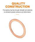 Hella Tough 52 Piece Flat Copper Washers 22 X 27 X 1.5 Mm Metric Sealing Crush Ring Gaskets for Hydraulic Fittings, quality construction.