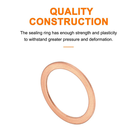 Hella Tough 52 Piece Flat Copper Washers 22 X 27 X 1.5 Mm Metric Sealing Crush Ring Gaskets for Hydraulic Fittings, quality construction.