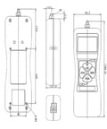 Push Pull Force Tester Digital Dynamometer for Tension and Pressure Handheld Portable Force Meter, front view dimension drawing