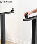 VIVO 2in M10 locking casters, black, with brakes, being installed on a metal desk frame (pair)