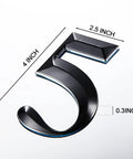 10 Pack Self Adhesive House Numbers 0 To 9 Black 4 By 2.5 Inch No Fuss Easy Peel And Stick Durable Vinyl showing number 5 close-up