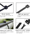Heavy Duty Black Nylon Zip Ties 16 Inch 60 Lb Tensile 100 Pack Industrial Grade With Three Latch Lock System features and details