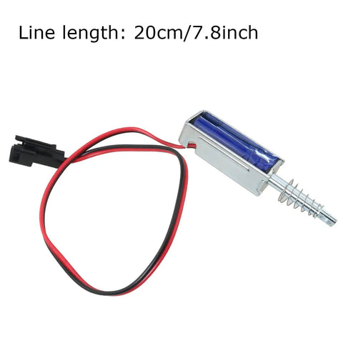 12V DC 2A Push-Pull Open Frame Solenoid Electromagnet for Locks, 10mm Plunger, 12W, Spring Return, Instant Activation, Linear Magnetic Actuator for Secure Entry Locks and Latches with 20cm lead wire