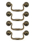 Antique Bronze Cabinet Pulls Set Of 4 With 3.5 Inch Center Hole 88mm Vintage Dresser Handles Engraved Pattern Zinc Alloy