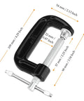 Fifteen Piece 2 Inch G Clamp Set Black Metal C Clamps With 50mm Jaw Opening For Woodworking Metalworking And Assembly Projects Great For Welding And Fastening Heavy Duty Cast Iron Frame Delivers Strong Grip And Smooth Clamping. Black cast iron G clamp with 50mm jaw opening and screw handle