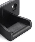 Close-up of a black connector from the 10 Pack Push In Panel Connectors For Furniture Quick Fit Bracket Clips For Kitchen Cabinets