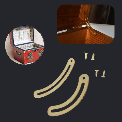 10 Pieces Lid Support Hinges For Wooden Boxes And Cabinets, Gold Iron Recurved Stay Hinges with screws, 69x9mm size