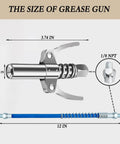 Grease Gun Accessory Kit with Two Heavy Duty Couplers Twelve Inch Flexible Tube and Nine Nipple Nozzle Ends M6 M8 M10 Pro