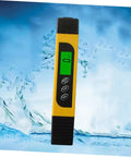 Handheld Water Tester Digital Pen For Total Dissolved Solids And PH against water splash background