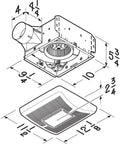 Diagram of A80L 80 CFM Single Speed Bath Exhaust Fan With Quiet 1.0 Sones And Built In Light Kit dimensions and specifications.