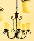 Heavy Duty Chandelier Downrod With Dual Hook And Ring, 5.7 Inch Ceiling Light Support Rod For Hanging Fixtures shown with chandelier