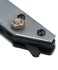 Close-up of Sheet Metal Nibbler Hand Nibbler Steel Cutter blade with visible bolt and 1mm steel cutting edge.