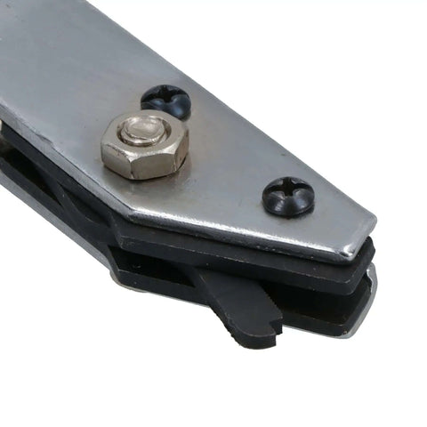 Close-up of Sheet Metal Nibbler Hand Nibbler Steel Cutter blade with visible bolt and 1mm steel cutting edge.