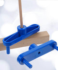 Bulletproof Center Finder And Scriber Tool Set For Woodworking Marking Gauge Positioning Ruler Solid Abs Construction showing blue marking tool on wood.
