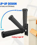 Heavy Duty Folding Grab Bar With Smooth Flip Action For Doorways And Stairs Space Saving Wall Mount Assist Handle showing flip-up design with textured grips.