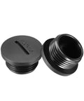 10 Pack M20 X 1.5mm Nylon Male Threaded Cable Gland End Caps Black for electrical enclosures and wiring projects, front and side view