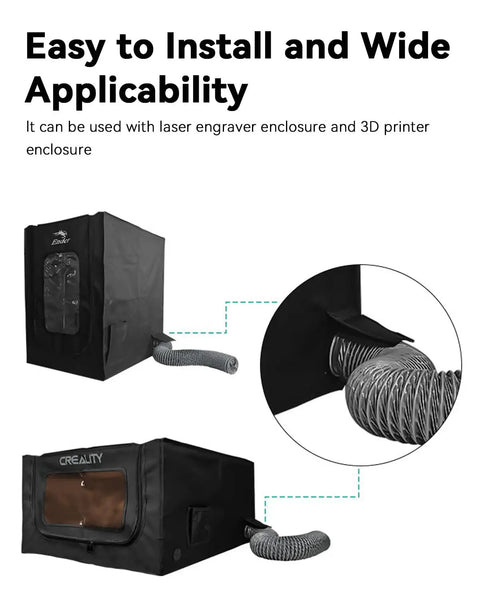 Image showing Fume Extraction Kit With 4000 RPM High Efficiency Fan for 3D printer and engraver enclosures with hose attachment.