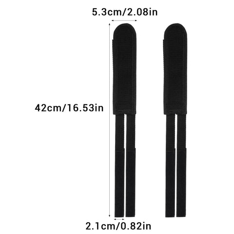 Double Adhesive Adjustable Bike Pedal Straps With Anti Slip Toe Clips Universal Foot Straps dimensions shown in black nylon.