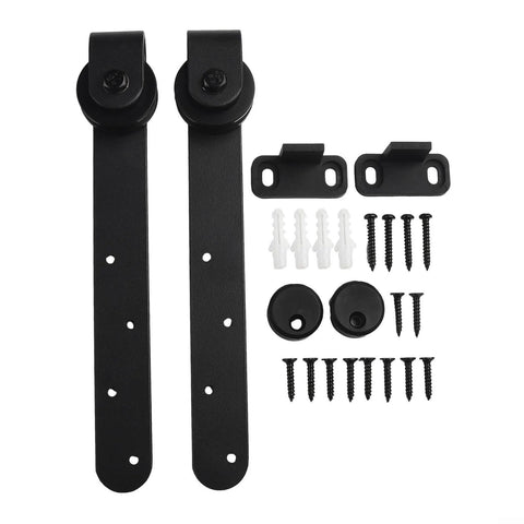 Heavy Duty Sliding Barn Door Hardware Kit For Cabinet Doors With Carbon Steel Rail Set And Large Wheel Pulleys components