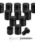Premium Aluminum Standoff Screw Kit Black Knockout Wall Mount Hardware with M4 fasteners and plugs - 12 pieces for DIY projects.