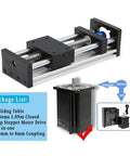 80mm Width Ballscrew Slide Table SFU1605 CNC Linear Stage Motion Module With NEMA23 57mm Motor Kit, shown with motor and coupling
