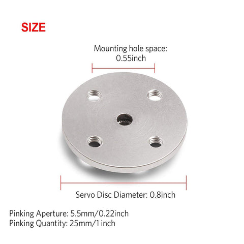 Pro Grade Aluminum 25T Servo Horn Disc Set Silver Metal RC Servo Discs with 14mm Mount Hole Spacing and 4 M3 Holes